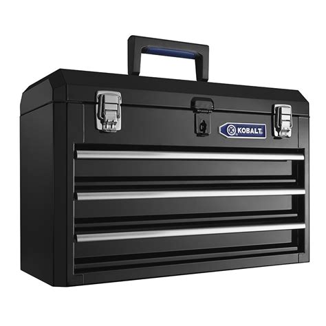 kobalt portable 20.67-in 3-drawer black steel lockable tool box|kobalt ball bearing drawers.